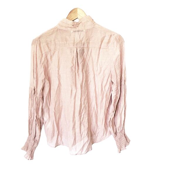 Zara Swiss Dot Tie Front Pink Blouse Women’s Small Cottagecore Sheer Romantic - Picture 7 of 15